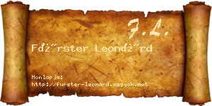 Fürster Leonárd névjegykártya